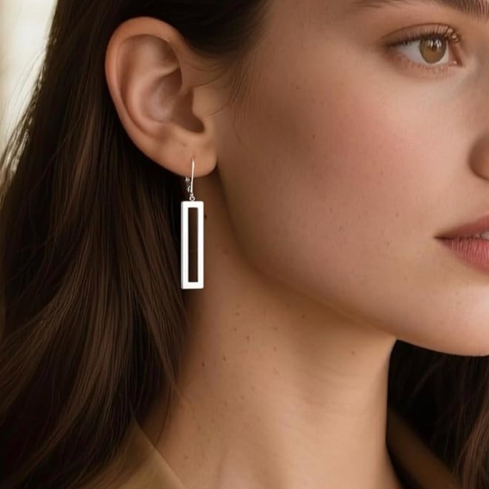 925 Sterling Silver Dangle Earrings for Women Trendy Geometric Dangle Earrings